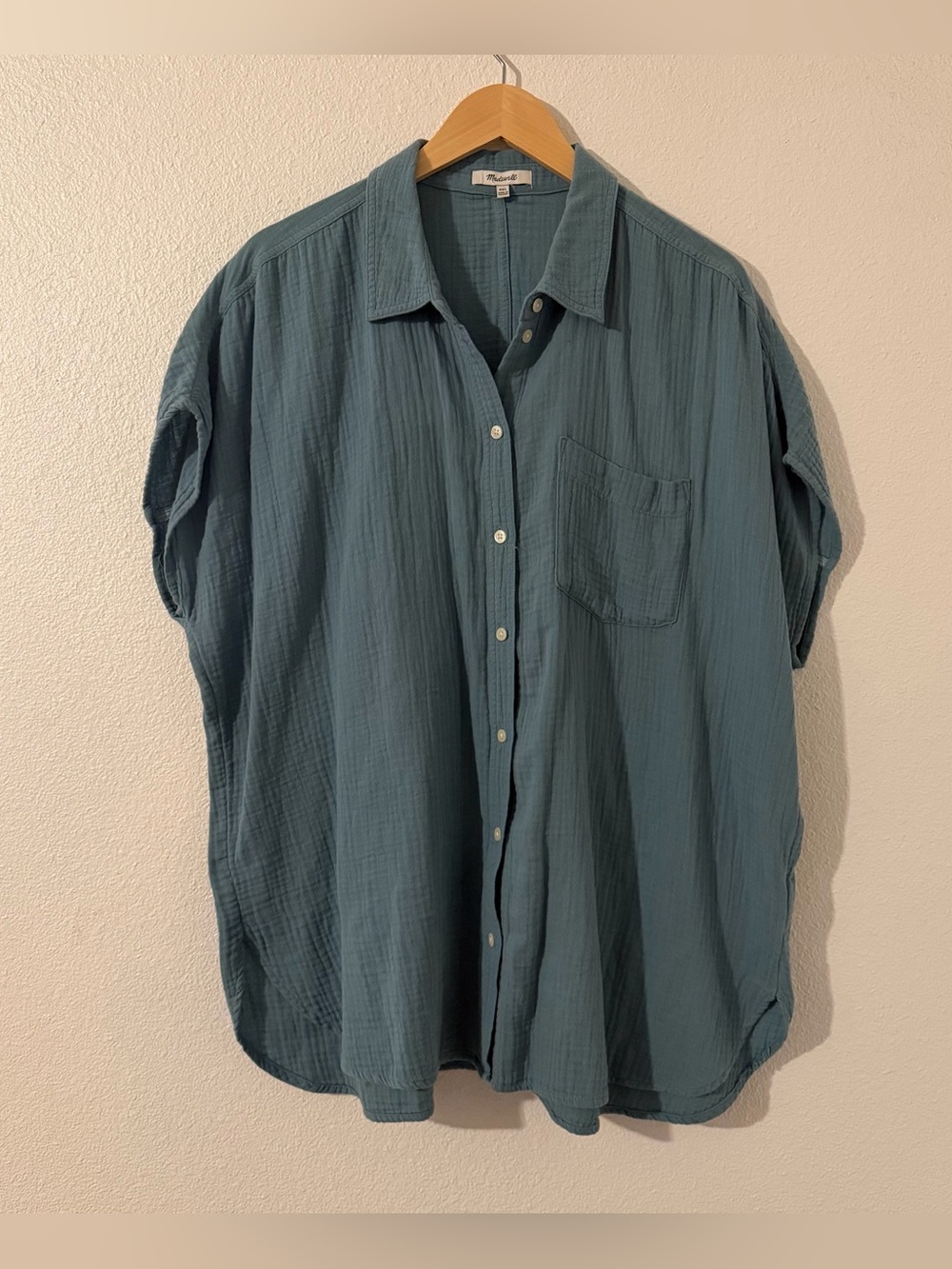 Madewell Lightspun Dolman-Sleeve Button-Up Teal Shirt - Summer
Breeze Size XXL